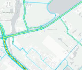 De schuine groene streep over de Ringvaart (in de snelheidsplaat) geeft de pont route van Cruquius naar Schalwijk (wijk van Haarlem) Rond deze brug kan je via een
