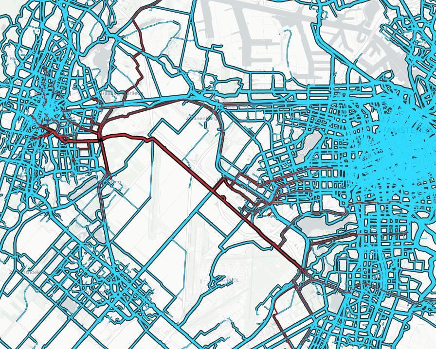 Ten zuiden van de spoorlijn ASD HLM 1 2 Links de oude Schipholweg (N232). Een gedeelte gaat de Ringdijk op, zowel naar noord als zuid.