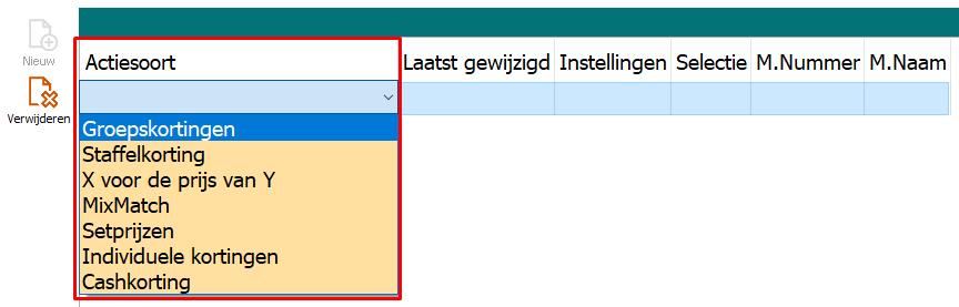 Aanmaken actie Artikelen -> Sales & Acties 1. Druk op Artikelen 2. Kies voor het tabblad Sales & Acties 3. Druk op Nieuw 4.