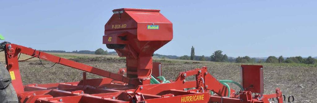 P-BOX-MD Standaarduitrusting P-BOX-MD Bodemaandrijving via luchtband Roeras Montagesteun Afdraaiplaat + afdraaibak Stroomkabel met grote diameter en bedieningspaneel Verdeelketsplaat met speciale