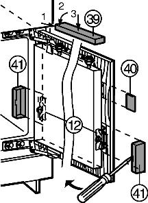 Apparaat aansluiten u Kastdeur qua diepte Z uitlijnen: boven schroeven Fig. 25 (35), onder zeskantbouten Fig. 25 (13) losdraaien, daarna deur verschuiven.