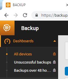 7. Last 28 days Dit geeft met behulp van kleuren snel een indicatie hoe de backup van deze client de afgelopen 28 dagen heeft gelopen.