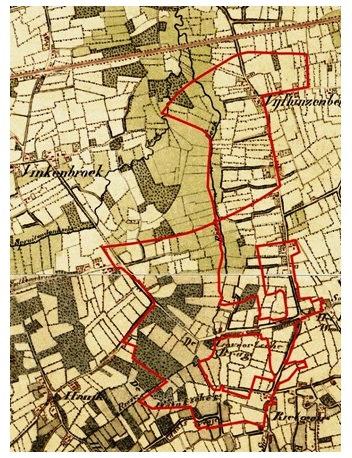 HOOFDSTUK 3 BESCHRIJVING PLANGEBIED 3.1 Historische analyse van het gebied Het landschap werd vóór de 13de eeuw gekenmerkt door een afwisseling van uitgestrekte venen en drogere heide- en bosgronden.