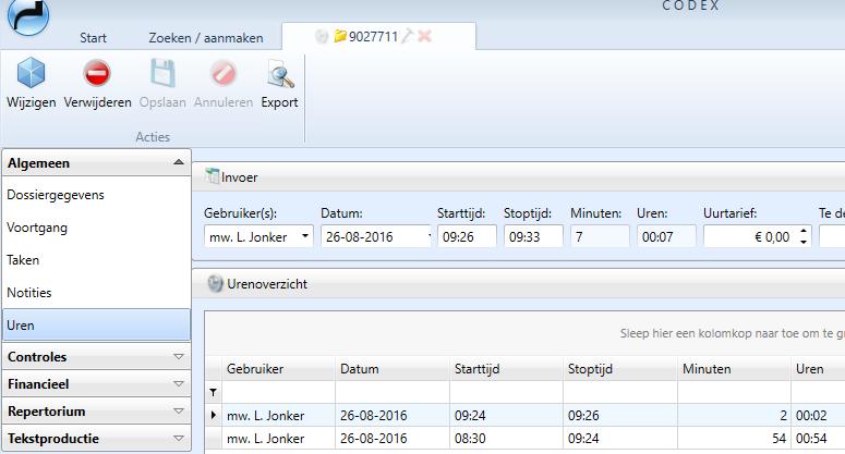 Dossiers (zaken) Ook kunt u de notities exporteren naar een te printen document via de optie [Exporteer notities]. 3.