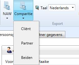 Natuurlijke Personen U heeft vervolgens de keuze of u de Comparitie/NAW gegevens voor alleen de cliënt wilt aanmaken of indien nodig voor de