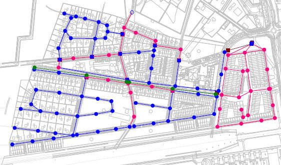 Afbeelding 4.2. Verschillende infiltratiegebieden en maatgevende drempelpeilen Gebied Akkers II west Drempelpeil 3.25 m+nap, Gebied Akkers II oost Drempelpeil 2.