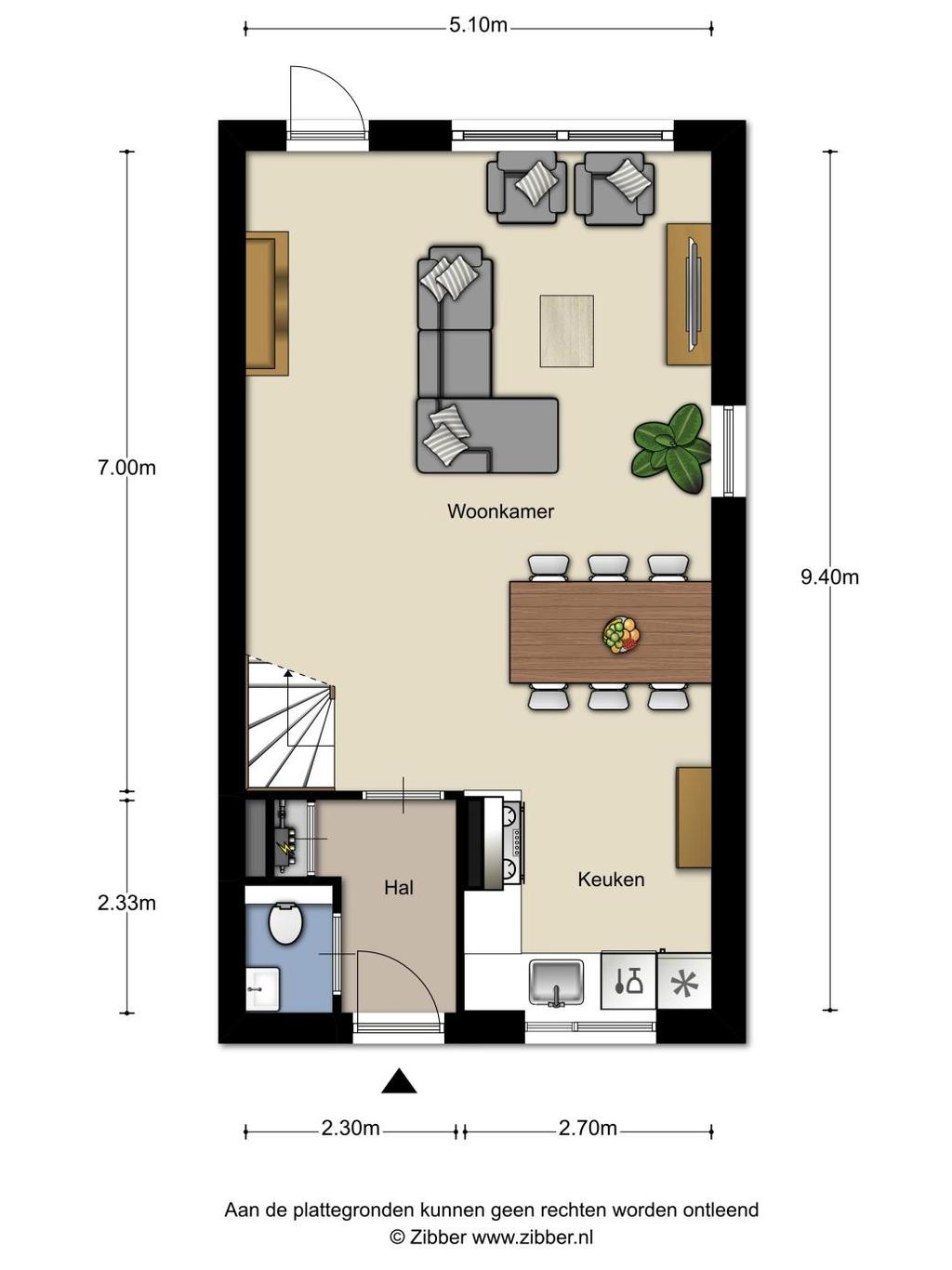 Plattegrond begane grond Aan deze