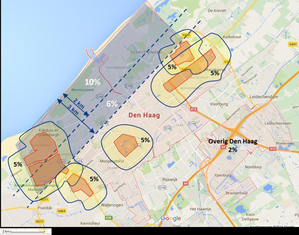 Increase in Real Estate Value Uitstralingsgebied Waardestijging Groen van nationale betekenis 0-2 kilometer 2-3 kilometer 10% 6% Parken van regionale betekenis 0-500 meter 5% Kleinschalig groen