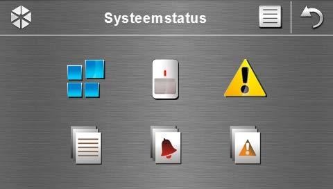 8 INT-TSG SATEL 1.2.7 Systeemstatus scherm Icoon Functie Toont het Gebied(blok) status scherm. Toont het Zone status scherm.