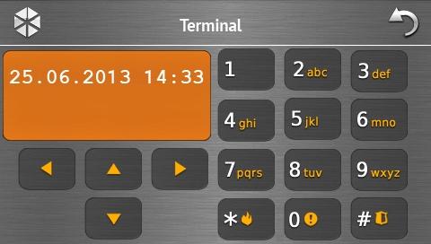 Terminal De terminal maakt het mogelijk om het alarmsysteem te bedienen en te programmeren op een zelfde manier als vanaf een LCD bediendeel met tekstmenu.