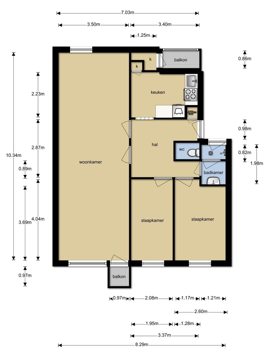 Plattegrond appartement ( 4e verdieping )