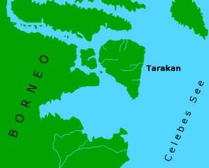 Tarakan is een moeras- achtig eiland, ten oosten van Borneo. Het eiland was bekend vanwege de olie en dus voor de Nederlanders belangrijk.