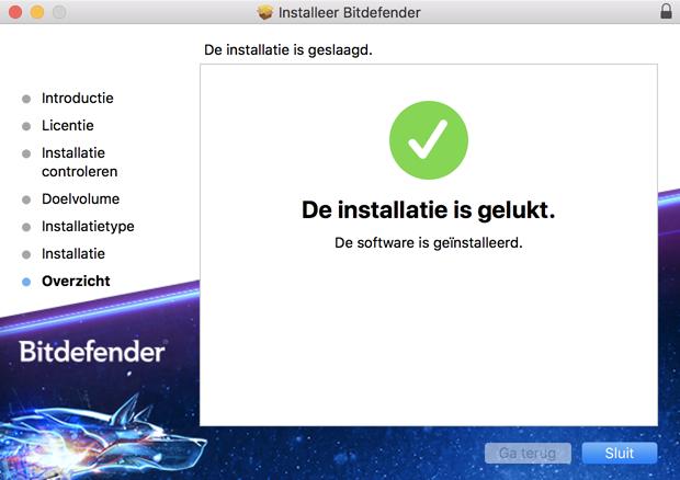 Stap 4 - Bitdefender Antivirus for Mac installeren Bitdefender Antivirus for Mac installeren Wacht tot de installatie uitgevoerd is en klik vervolgens op