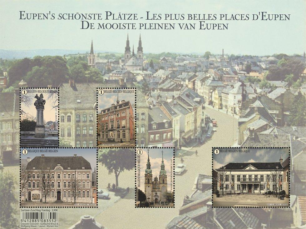 4685 / 4689 - Eupens schönste Plätze, Stadspleinen van Eupen (Promotie van de Filatelie) - Blok 249 (1w= 0,74 + 3,70