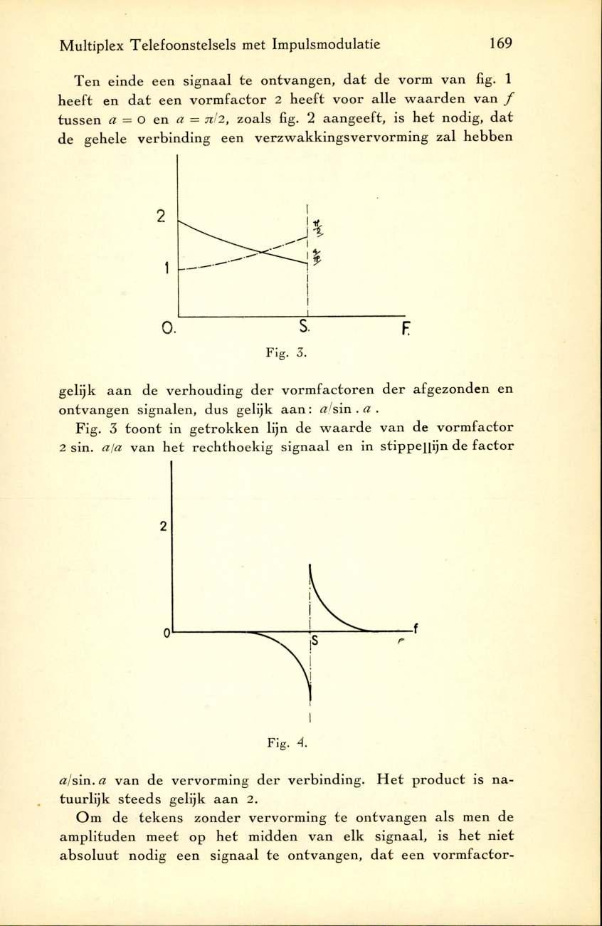 Multiplex Telefoonstelsels met Impulsmodulatie 169 T en einde een sig n a al te ontvangen, d a t de vorm van fig.