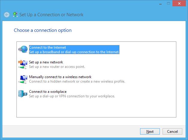 Keer terug naar het Network and Sharing Center (Netwerkcentrum) en klik vervolgens op Set up a new connection or
