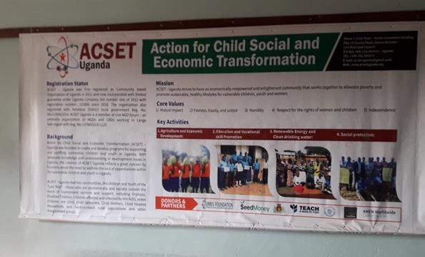 Noord-Oeganda In Noord-Oeganda zijn de drie locaties (Lira, Kole, Oyam) van één project bezocht, het ACSET vocational training centrum, dat door Paul privé wordt ondersteund.