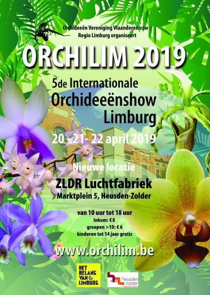 Internationale Orchideeën Tentoonstelling Orchilim 2019 Categorie Tentoonstelling Datum zaterdag 20 april 2019 - maandag 22 april 2019 Locatie Marktplein 5, 3550 Heusden-Zolder, België Website www.