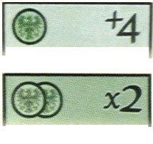 Op sommige bouwvelden is een klein muntsymbool of een kleine '2' afgebeeld. # Als de speler zijn bouwfiche op een veld legt met een kleine '2' ontvangt hij 2 punten extra.