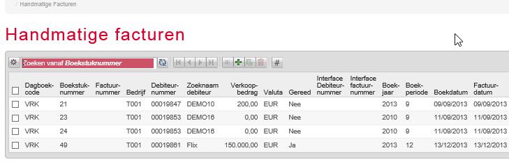 7.9 Handmatige facturen Snelstart: mhdfkt Met behulp van deze functie is het mogelijk om handmatige verkoopfacturen te vervaardigen.