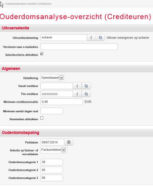 6.6.3 Ouderdomsanalyse-overzicht Snelstart: poudak Met behulp van deze functie is het mogelijk een overzicht te genereren van de openstaande posten die nog moeten worden betaald.