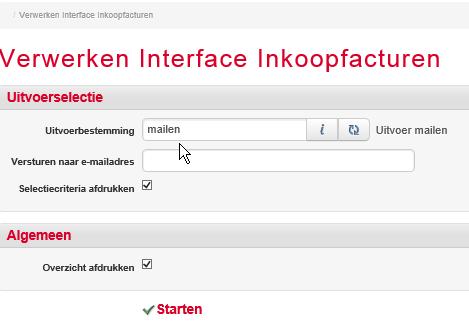 6.8.4 Verwerken Interface Inkoopfacturen Snelstart: vinkvw Met behulp van deze functie is het mogelijk de interfacegegevens van de inkoopfacturen daadwerkelijk te verwerken.