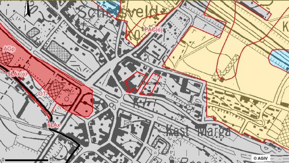 De geologische ondergrond van het terrein bestaat uit de Formatie van Brussel (Br), gekenmerkt door bleekgrijs fijn zand, kalkhoudend, soms