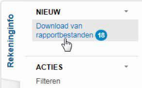 RAPPORTBESTANDEN DOWNLOADEN Indien u afspraken met uw banken heeft gemaakt omtrent het ontvangen van CODA/MT940-942/CAMT-bestanden in Isabel 6, kan u deze na het activeren van de module Exporteren