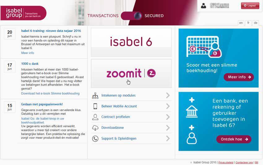 ZOOMIT Zoomit is een gratis dienst waarmee u documenten zoals facturen, creditnota s en loonbrieven snel en gemakkelijk afhandelt. U kan Zoomit gebruiken voor het raadplegen van uw Isabel factuur.