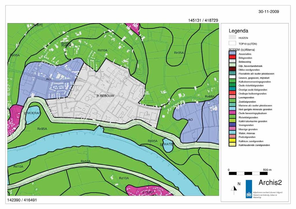 Afbeelding 4 Bodemkaart van de onderzoekslocatie (blauw omcirkeld)