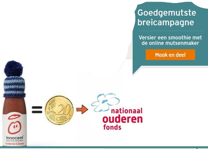 Per iedere goedgemutste smoothie doneert innocent 0,20 aan het Nationaal Ouderenfonds.