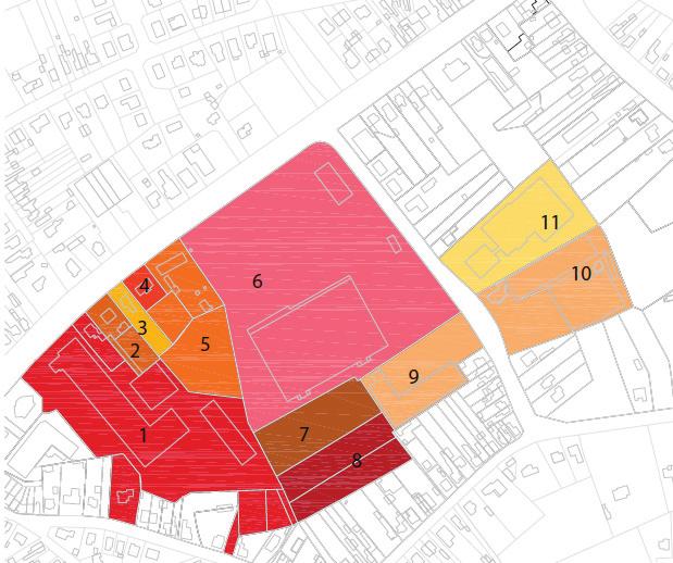 Binnen de contouren van de eigendomsstructuur is vooral de verwerving van enkele particuliere gebouwen van belang. Zonder deze toevoeging kan geen totaalconcept voor de site worden ontwikkeld.