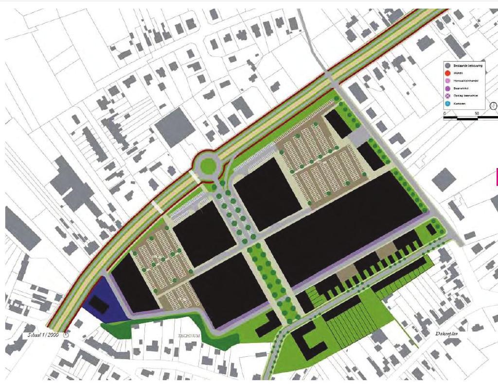 Dakenplan (zwart = daken bebouwing