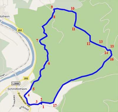 Rondwandeling vanuit Schmittlotheim via de Himmelsbreite Lengte van de wandeling: Hoogte verval: Korte omschrijving: Aanvullende informatie: Soort wandelroute: 7,4 km.