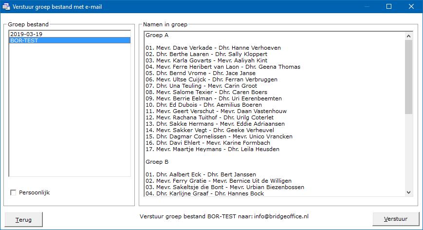Verstuur groep bestand met e-mail Klik op het bestand in het kader Groep bestand, dat wilt versturen.