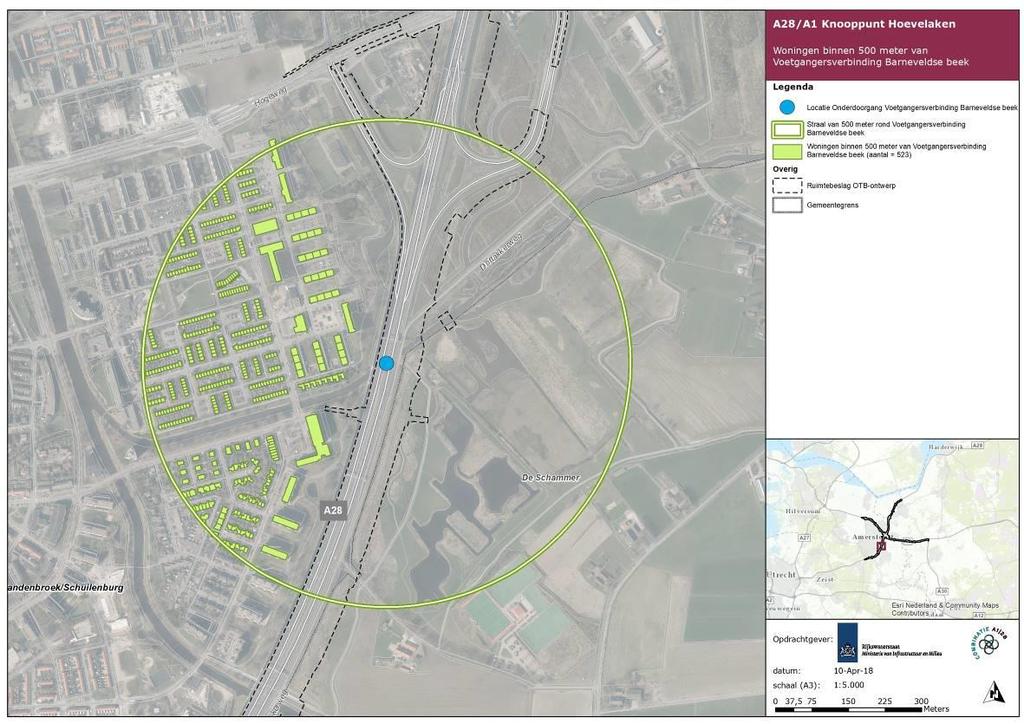 523 woningen liggen binnen een straal van 500 meter