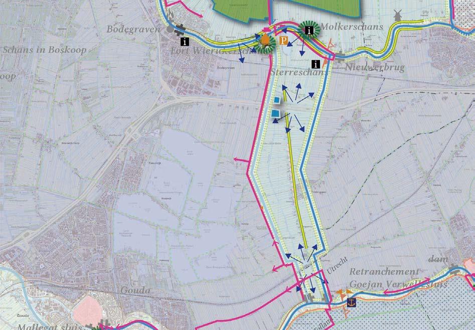 Kansenkaart: Tussen de Wierickes DEELGEBIED OUDE RIJN toevoegen TOP overstappunt wandeling over de wallen zichtbaarheid van vesting bezoekerscentrum Wierickeschans inundatie langs A12 panorama op OHW