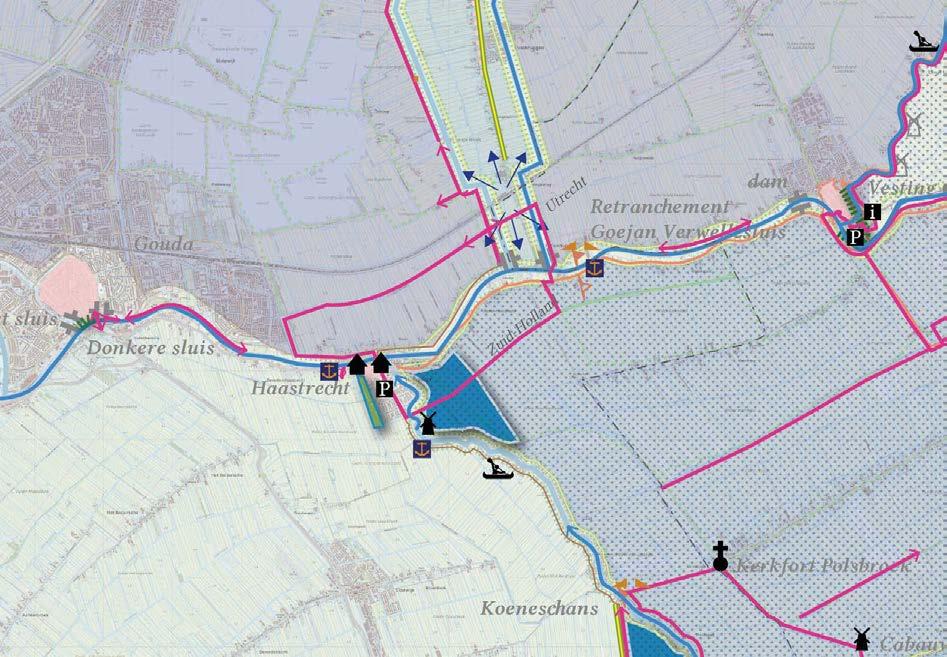 Kansenkaart: De IJssel tussen Gouda en Goejanverwellesluis DEELGEBIED TUSSEN DE WIERICKES Gouda en de OHW: Onderzoek naar en erfgoed in Gouda verbonden aan OHW doorlopend jaagpad langs de IJssel