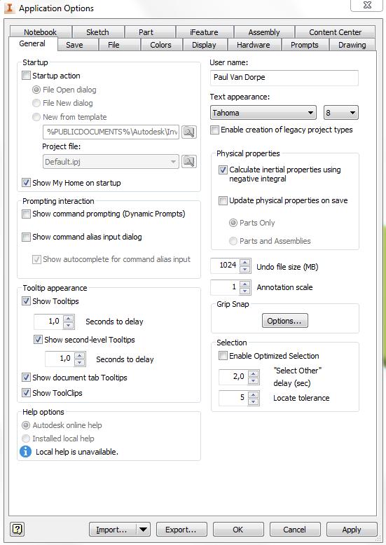 Autodesk Inventor Module 21 Application Options Bestuderen van de mogelijke instellingen bij de Application