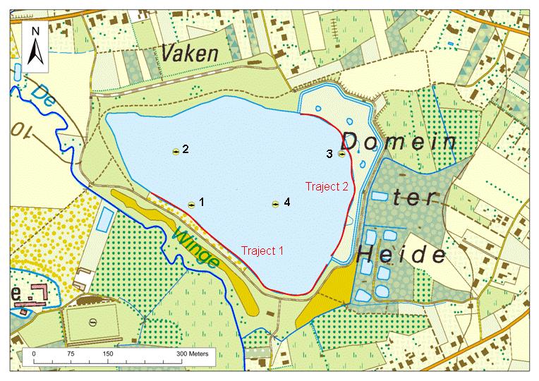 Tabel 5. Locaties van de opgestelde fuiken in het Meer van Rotselaar. Locatiebeschrijving en diepte GPS-coördinaten Fuik 1 (t.h.v. westelijk uiteinde visserszone) N 50 57.