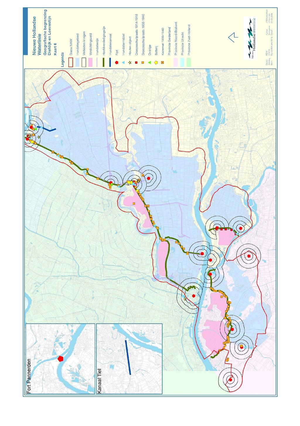 Kaart 6 Geografische begrenzing enveloppen Diefdijk en Loevestein