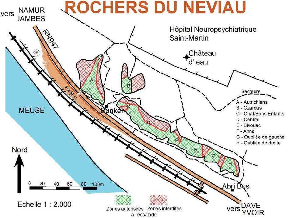 ROCHER DU NÉVIAU (DAVE) Dave is een klassieker onder de klimgebieden. Tal van voor de graad indrukwekkend steile routes leiden in 50 à 60 meter naar de top van het massief.