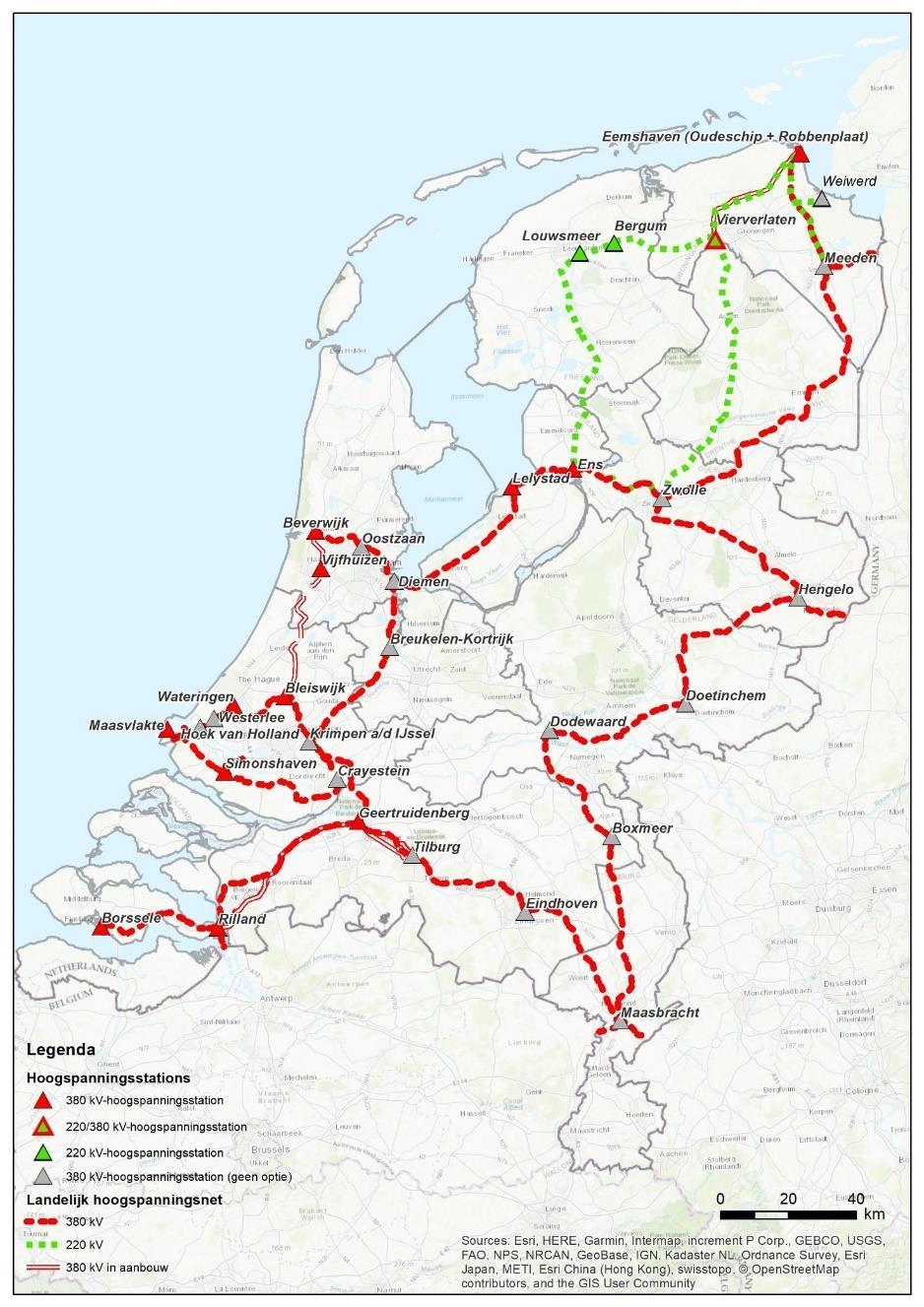 Door de afbakening uit Figuur II-1 is een aantal hoogspanningsstations niet verder meegenomen in de verkenning omdat: Het netwerk waar de stations op aangesloten zijn niet voldoende vermogen heeft;