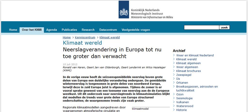 Ontwikkelingen Klimaat Functioneren omgeving