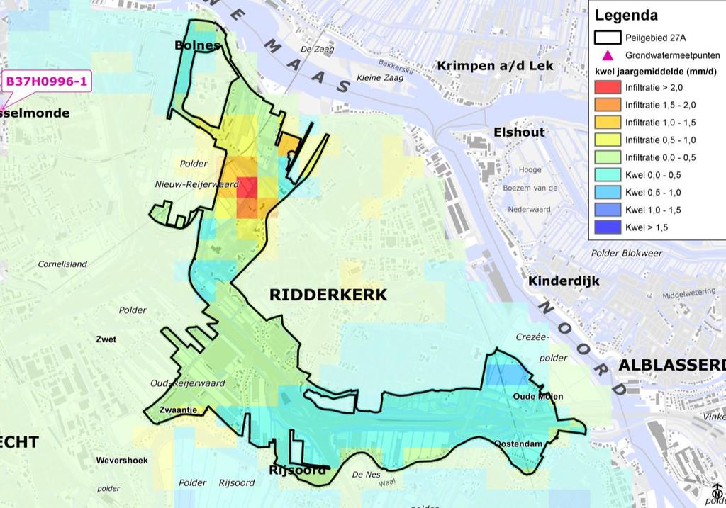 figuur 8: Kwel en infiltratie De grondwaterwinning Ridderkerk 'Reijerwaard'