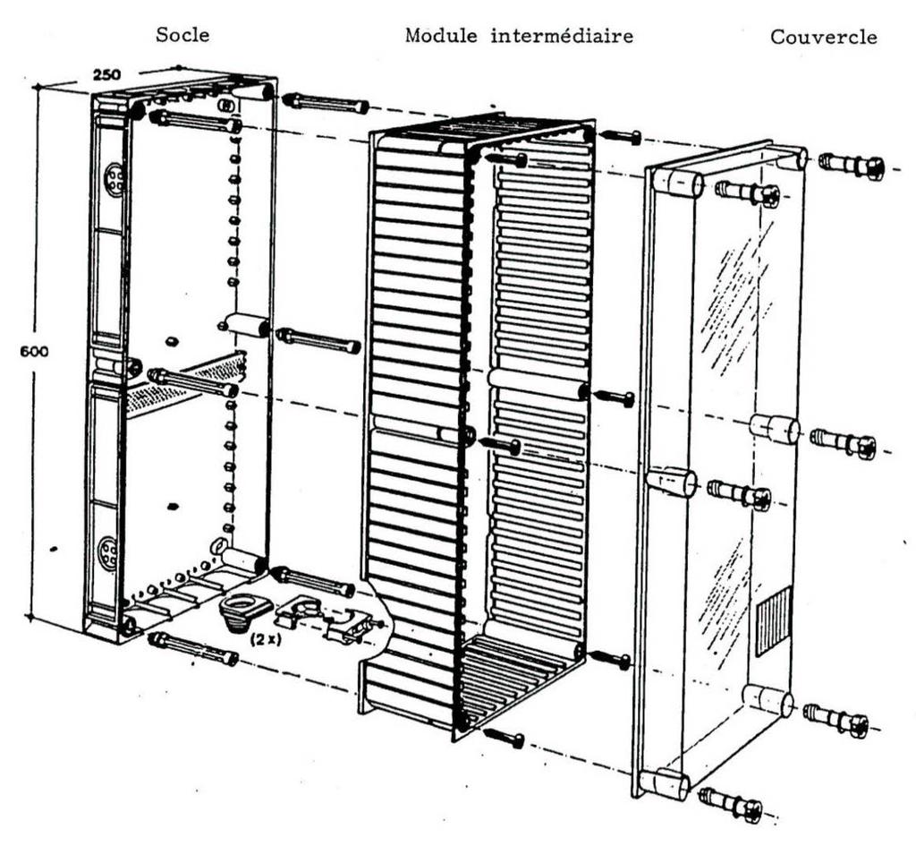 BIJLAGE 5 : Voorbeeld specificaties meterkast Figuur 5.1 - Standaard meterkast voor een installatie 63A in een ééngezinswoning sokkel intermediaire module deksel Deze figuur is louter illustratief.