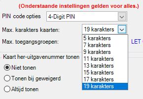 Indien het nummer niet ingevoerd kan worden omdat het te lang is, ga dan naar Systeem -> Systeem Instellingen -> en selecteer het tabblad Systeem Instellingen en hierna Kaarthouders.