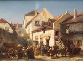 000) en een levendige markt, geschilderd door Samuel Verveer (lot 4523, 1.600-2.000). De