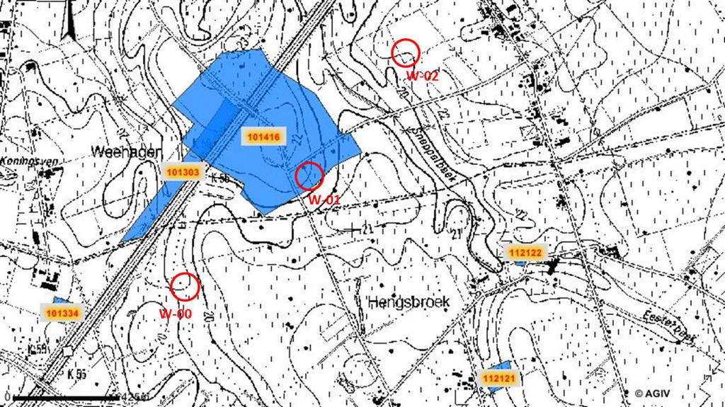 Figuur 7: Overzicht van de vondstlocaties in de CAI (Bron kaart: AGIV) Locatie 101416 Het gaat hier om de site Grote Tommelberg 1 te Wuustwezel (deelgemeente Loenhout).