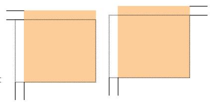 Profielen Uitvergroting: gebruik deze toepassing om de beelduitrekking van zijde 1 naar zijde 2 te corrigeren. Zo nodig kan het beeld worden vergroot of verkleind.
